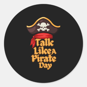 Lustiger internationaler Piratentag Kostüm spreche Runder Aufkleber