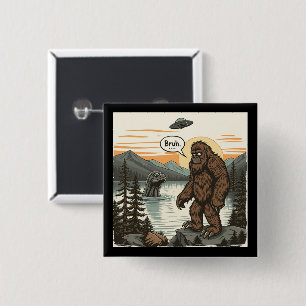 Lustiger Introvert Bigfoot Sasquatch Loch Ness Ret Button