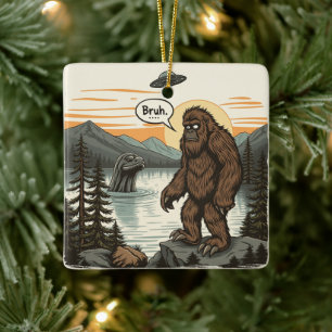Lustiger Introvert Bigfoot Sasquatch Loch Ness Ret Keramikornament