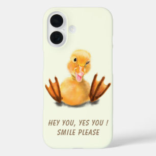 Lustiger iPhone-Hülle mit glücklicher Ente und ind iPhone 16 Hülle