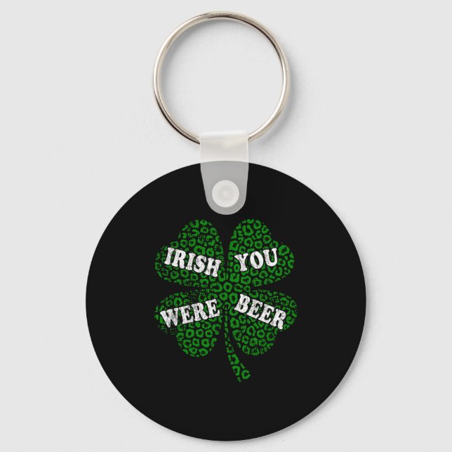 Lustiger irischer Bierkleeblatt Gepard St.Patrick' Schlüsselanhänger (Vorderseite)