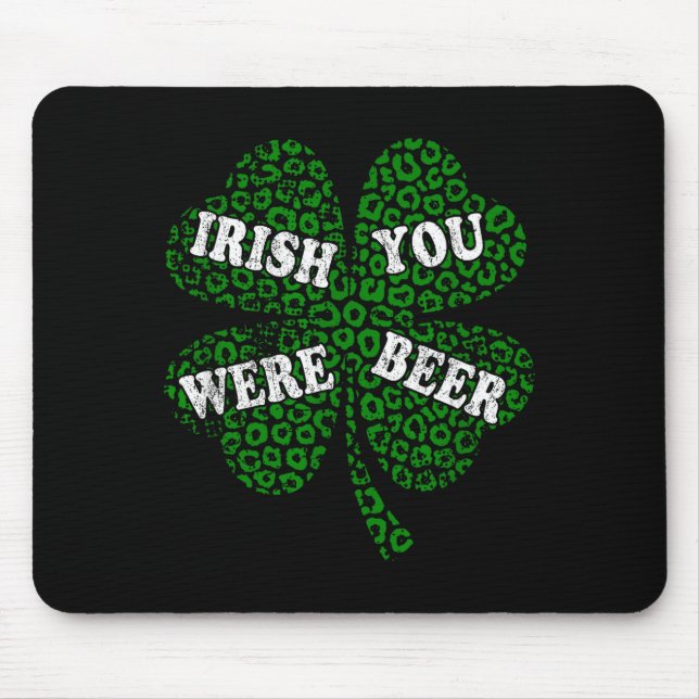 Lustiger irischer Bierkleeblatt Gepard St.Patricks Mousepad (Vorne)
