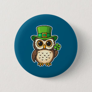 Lustiger irischer Eule St. Patrick Tag Glücksbring Button