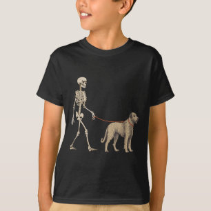 Lustiger irischer Wolfshund-Skelett-Hund läuft T-Shirt