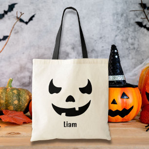 Lustiger Jack O'Lantern mit individuellem Namen Tragetasche
