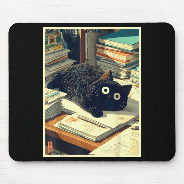 Lustiger japanischer Katzenlehrer Schüler Schule l Mousepad (Vorne)