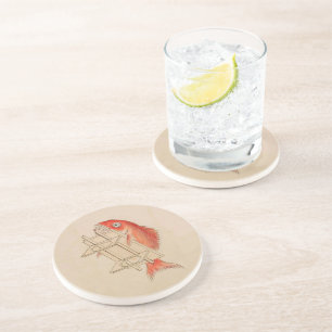 Lustiger japanischer Vintage-Fisch-Yokai Untersetzer