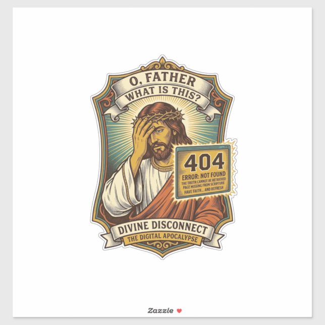 Lustiger Jesus 404 Error Web Entwickler Programmie Aufkleber (Blatt)
