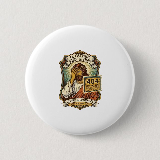 Lustiger Jesus 404 Error Web Entwickler Programmie Button (Vorderseite)