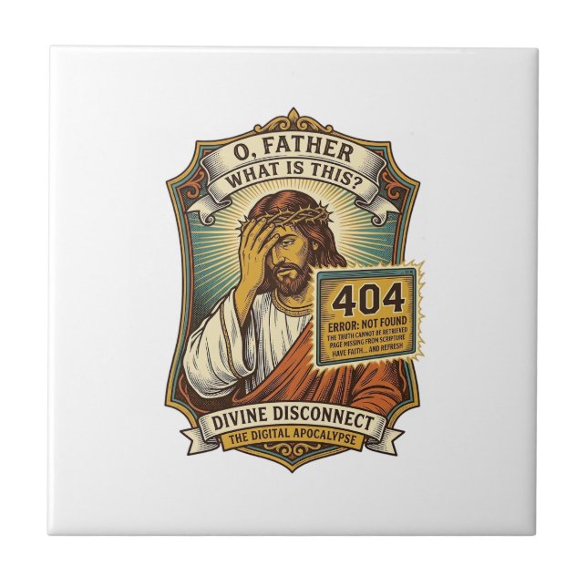Lustiger Jesus 404 Fehler Web Entwickler Programmi Fliese (Vorderseite)
