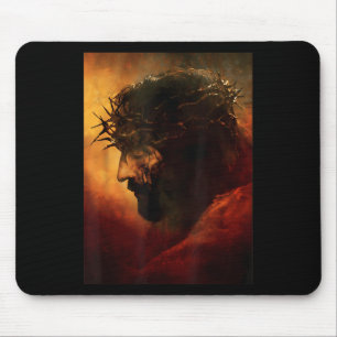 Lustiger Jesus Christus mit Dornenkrone Grafik Mousepad