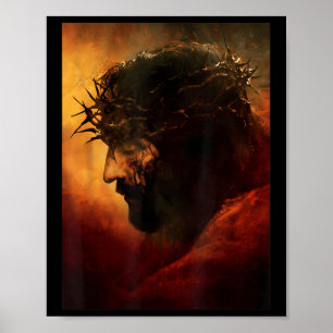 Lustiger Jesus Christus mit Dornenkrone Grafik Poster
