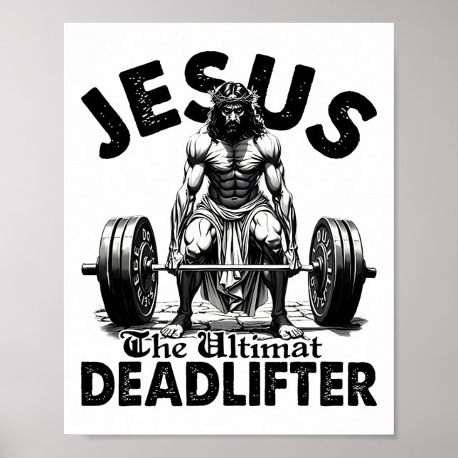 Lustiger Jesus Der ultimative Deadlifter Christlic Poster (Vorne)