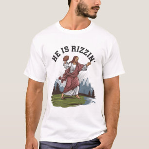 Lustiger Jesus Er Ist Rizzin Beim Footll Apparel M T-Shirt