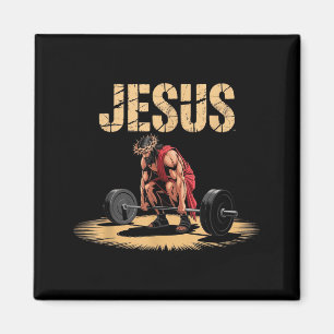 Lustiger Jesus Gewichtheben Christliches Fitnessst Magnet