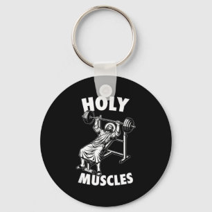 Lustiger Jesus heilige Muskeln Bankdrücken Fitness Schlüsselanhänger