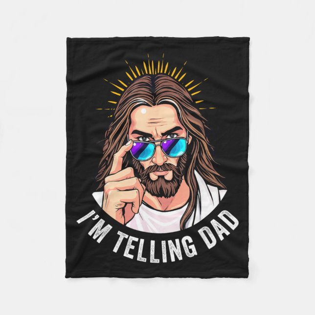 Lustiger Jesus ich erzähle es Papa Fleecedecke (Vorderseite)