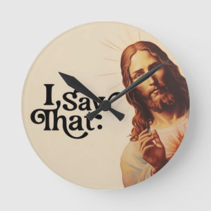 Lustiger Jesus, ich habe das gesehen Kunst Chris Runde Wanduhr
