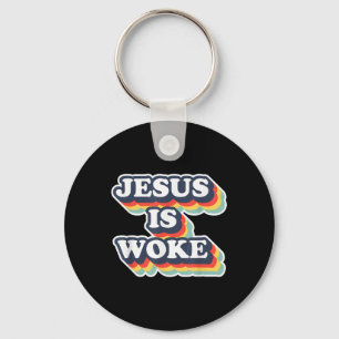 Lustiger Jesus ist woke Farbiger Jesus Woke Zitate Schlüsselanhänger