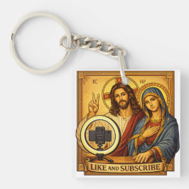 Lustiger Jesus Maria Influencer Schlüsselanhänger