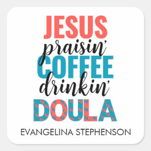 Lustiger Jesus preisender Kaffee trinkender christ Quadratischer Aufkleber