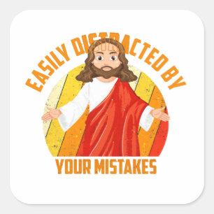 Lustiger Jesus Quadratischer Aufkleber