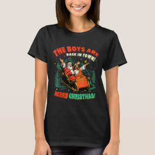 Lustiger Jesus Santa The Boys Are Back In Town Fro T-Shirt