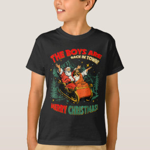 Lustiger Jesus Santa The Boys Are Back In Town Fro T-Shirt