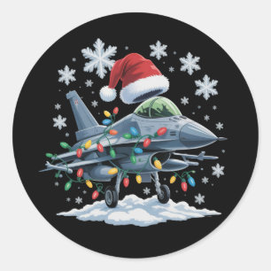 Lustiger Jet-Jäger Militär-Weihnachten Feiertag Xm Runder Aufkleber