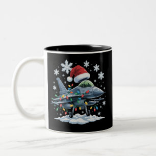 Lustiger Jet-Jäger Militär-Weihnachten Feiertag Xm Zweifarbige Tasse