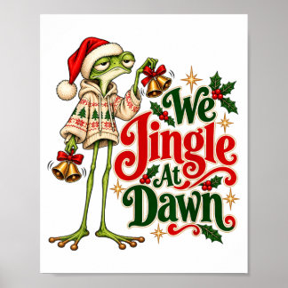 Lustiger Jingle bei Morgengrauen Frosch Weihnachts Poster