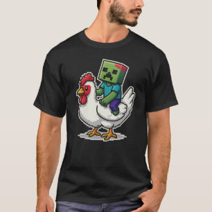 Lustiger Jockey Pixel Reitet auf einem Hühner-Jock T-Shirt