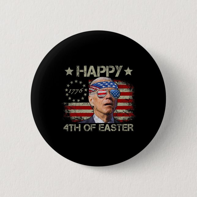 Lustiger Joe Biden 4. Juli Fröhlicher 4. Ostern un Button (Vorderseite)