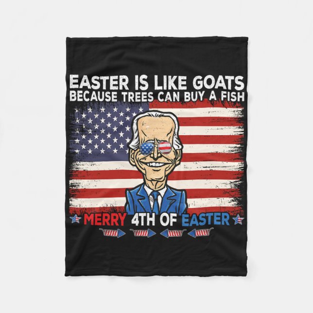 Lustiger Joe Biden Frohe 4. Ostern-Design Vierte  Fleecedecke (Vorderseite)