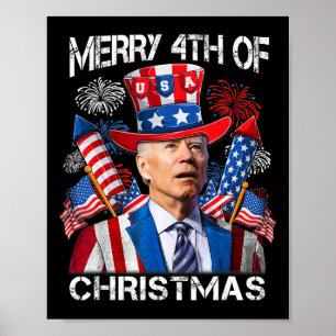 Lustiger Joe Biden Frohe 4. Weihnachten 4. Juli Poster