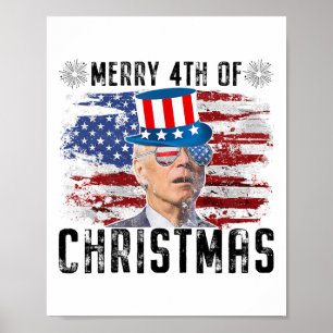 Lustiger Joe Biden Frohe 4. Weihnachten 4. Juli Poster