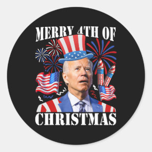 Lustiger Joe Biden Frohe 4. Weihnachten 4. Juli Runder Aufkleber