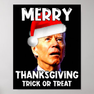 Lustiger Joe Biden Santa Hut Frohes Erntedankfest Poster