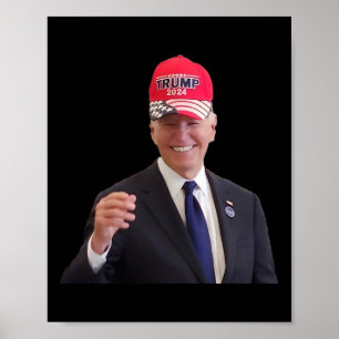 Lustiger Joe Biden trägt Trump 2024 Mütze Poster