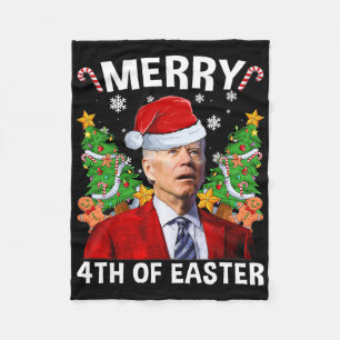 Lustiger Joe Biden Weihnachten Santa Hut Frohe 4. Fleecedecke
