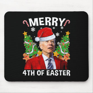 Lustiger Joe Biden Weihnachts Santa Hut Frohe 4. J Mousepad