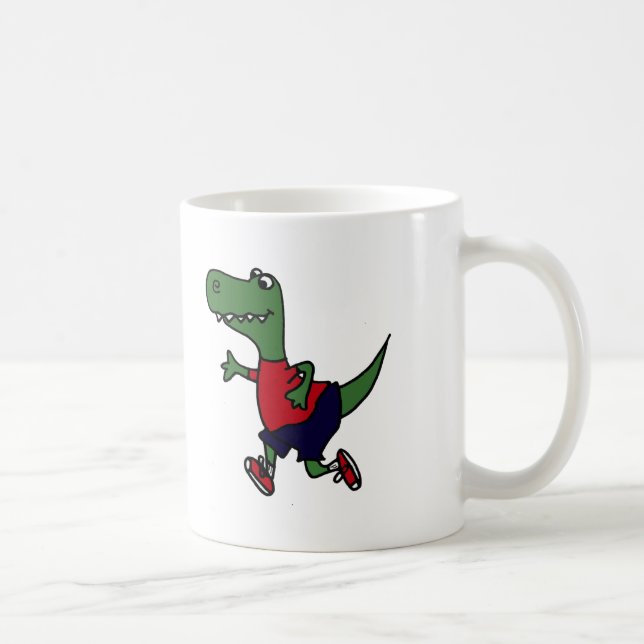 Lustiger Joggen Trex Dinosaurier Kaffeetasse (Rechts)