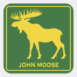 Lustiger John-Moose-Parodie-Bauer Quadratischer Aufkleber