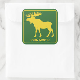 Lustiger John-Moose-Parodie-Bauer Quadratischer Aufkleber