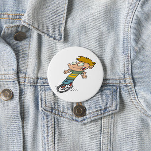 Lustiger Junge auf Einrad Button