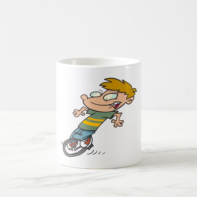 Lustiger Junge auf Einrad Kaffeetasse (Von Creator hochgeladen)