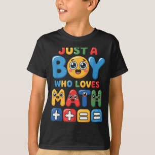 Lustiger Junge, der Mathe-Cartoon liebt T-Shirt