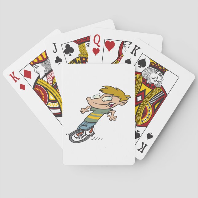 Lustiger Junge fährt Einrad Spielkarten (Rückseite)