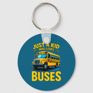 Lustiger Junge liebt Busse Schulbus Schlüsselanhänger