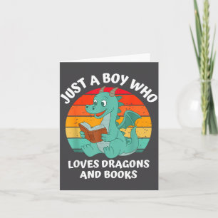 Lustiger Junge liebt Drachen Bücher Kinder Karte